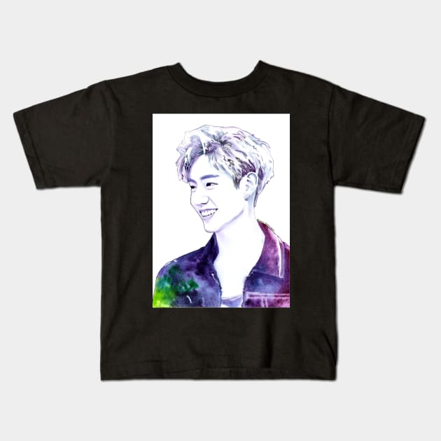 KPOP GOT7 Mark Tuan Watercolour Design Kids T-Shirt by NiamhYoungArt